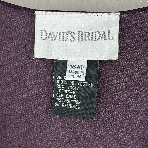 David's Bridal Sheer Purple 3/4 Sleeve Beaded Leaf Design Jacket Size 16WP - Picture 8 of 12